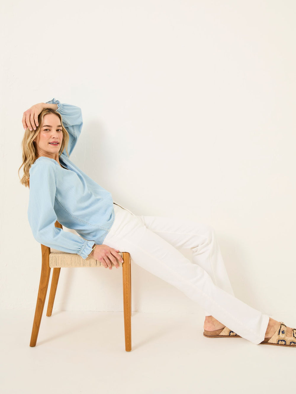 Elise Ivory Wide Leg Jeans