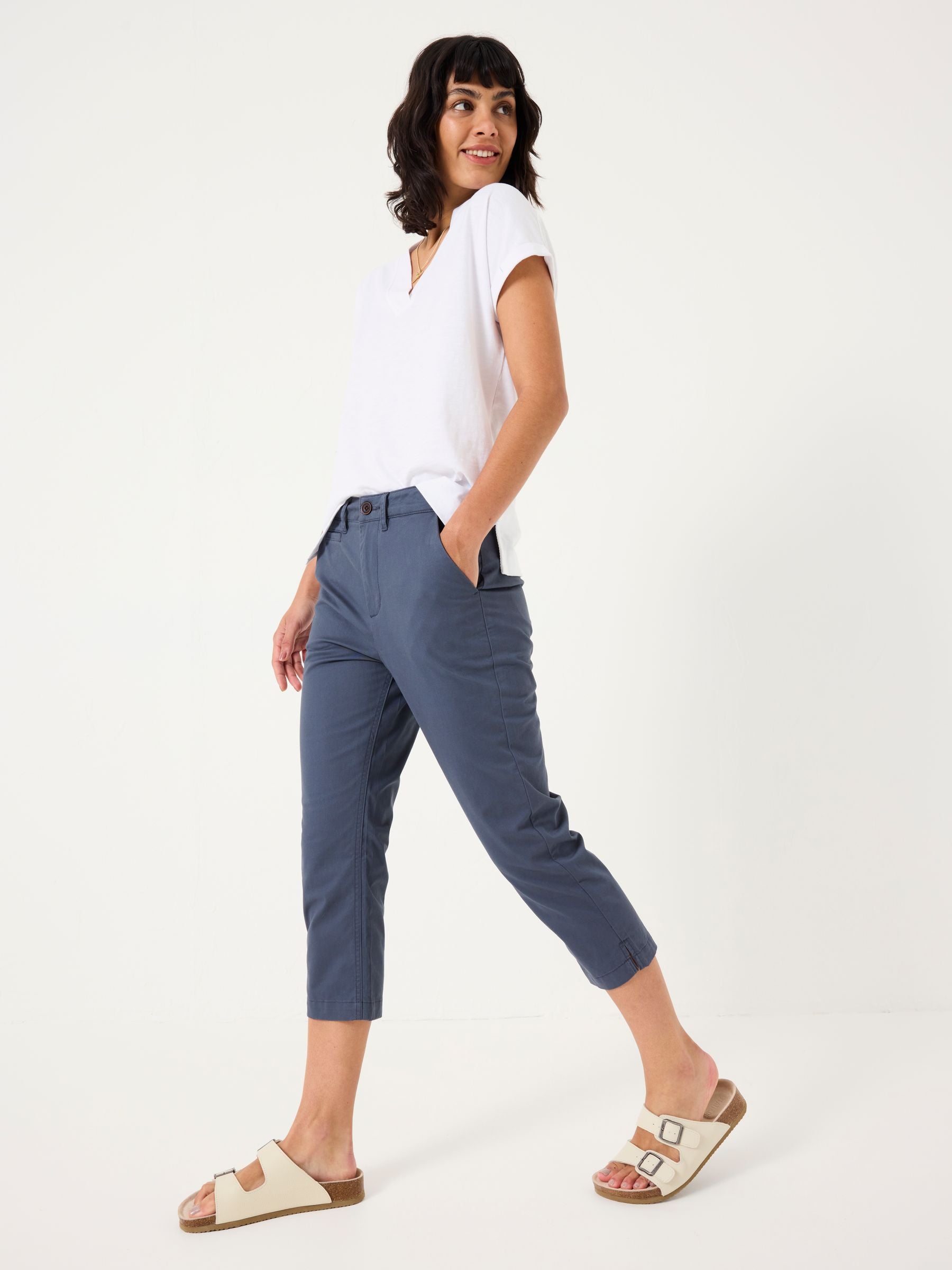 Farnham Charcoal Grey Cropped Chino Trousers