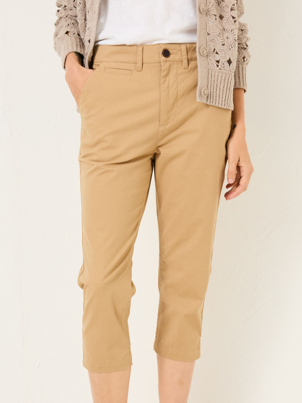 Farnham Stone Cropped Chino Trousers
