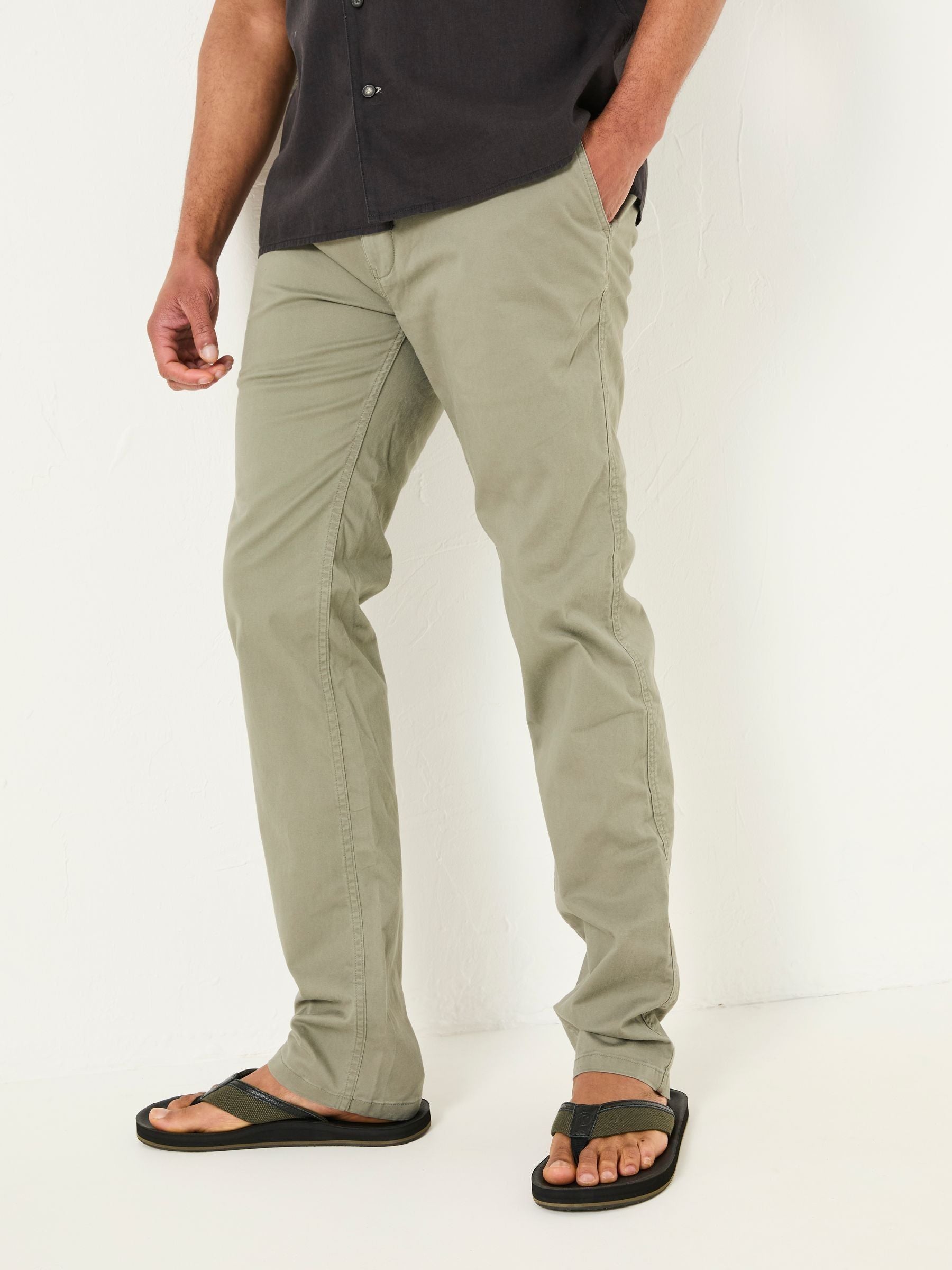 Heyshott Khaki Green Slim Chinos