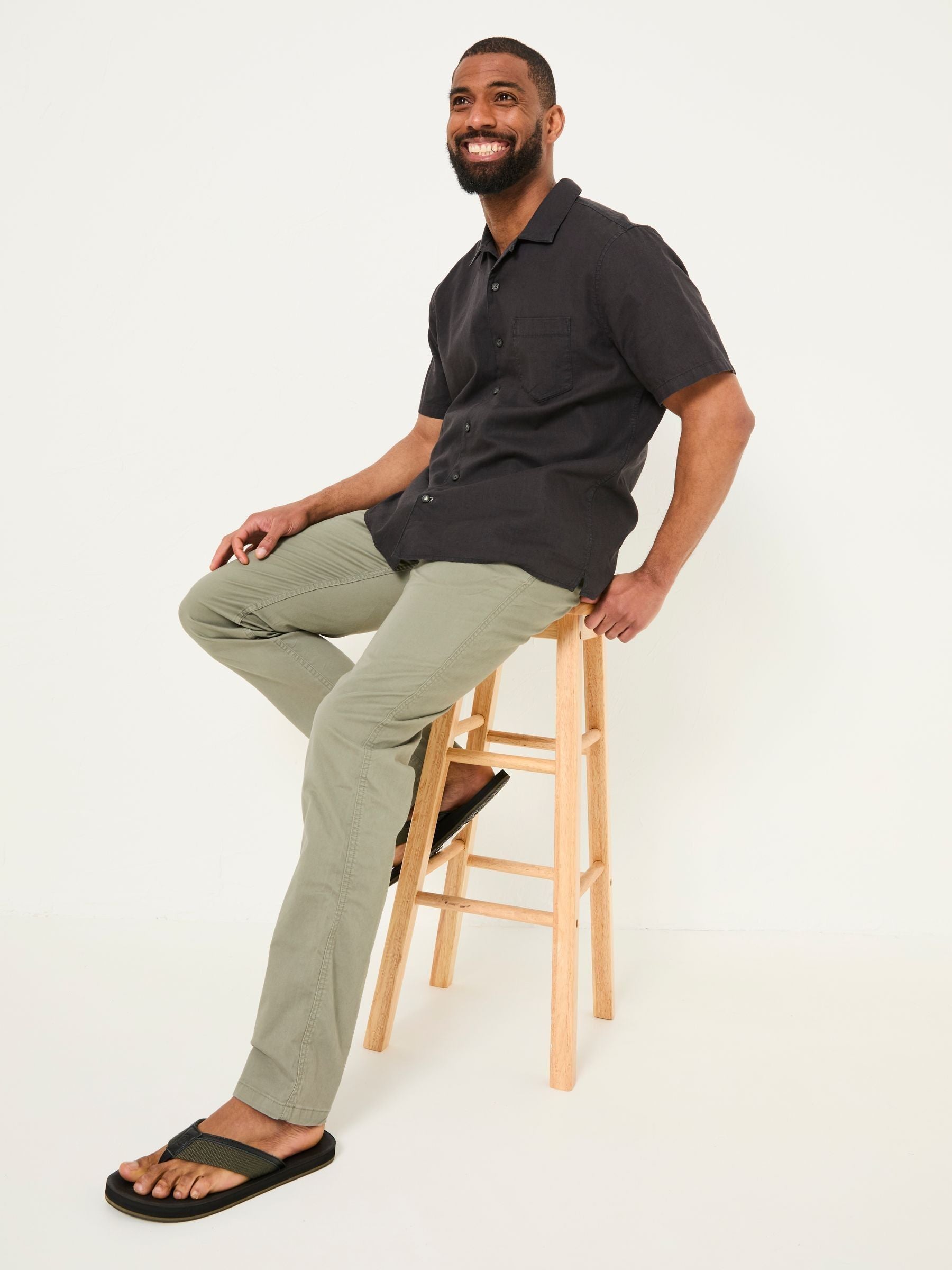 Heyshott Khaki Green Slim Chinos