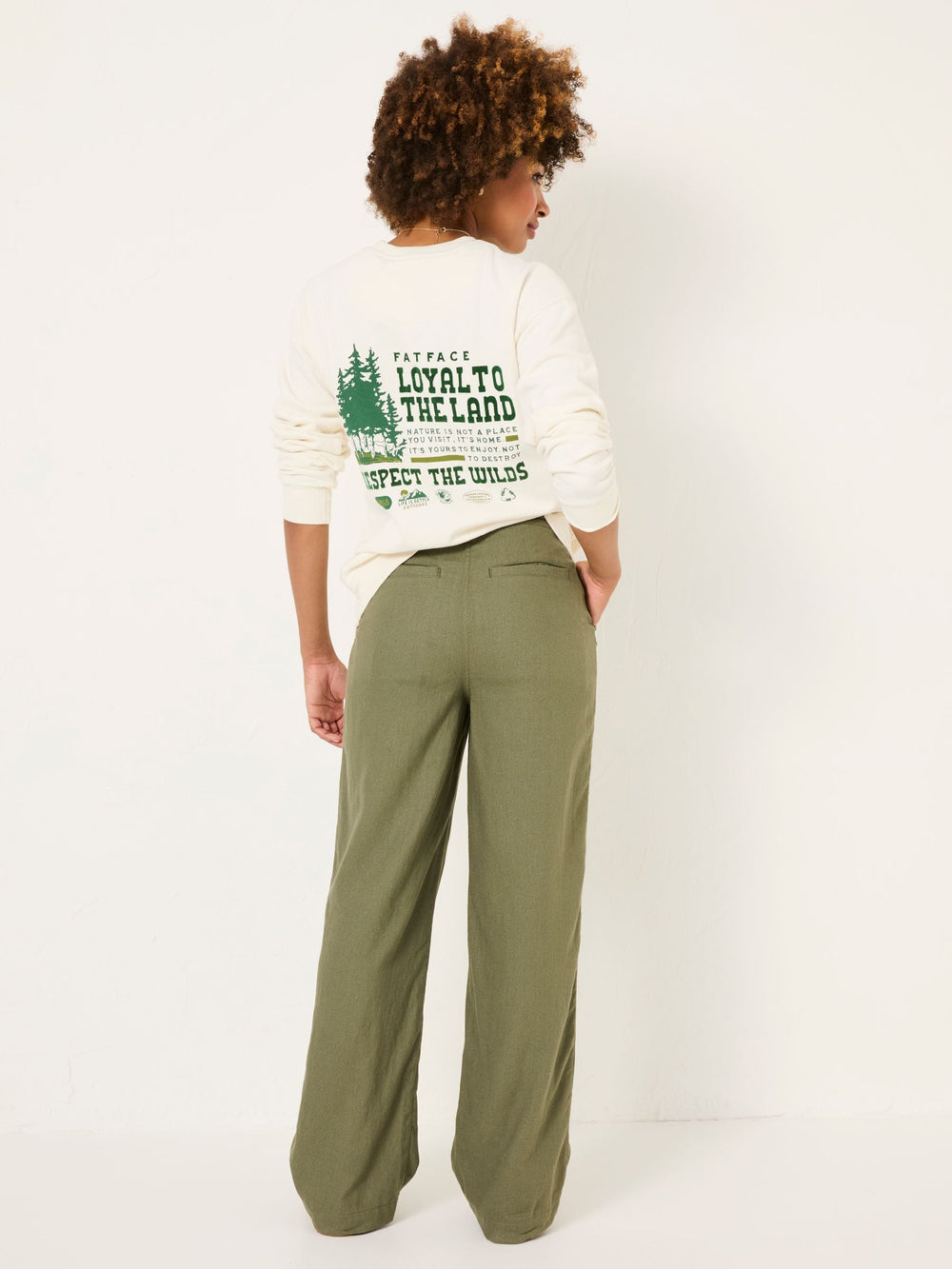 Ellie Khaki Green Straight Leg Trousers
