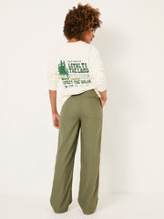 Ellie Khaki Green Straight Leg Trousers