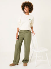 Ellie Khaki Green Straight Leg Trousers