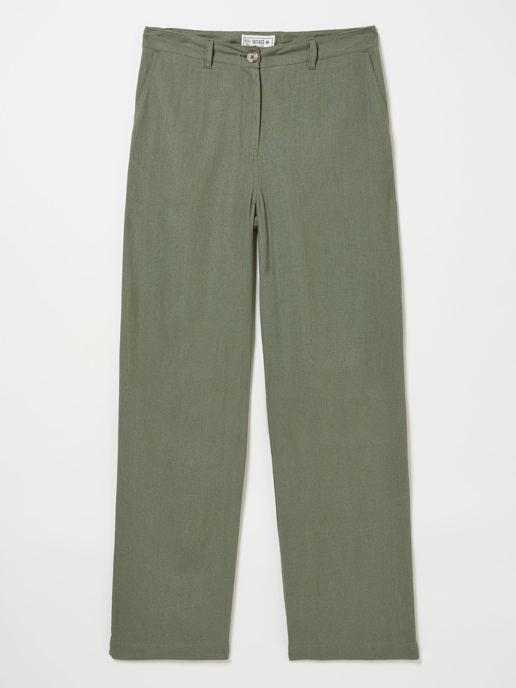 Ellie Khaki Green Straight Leg Trousers