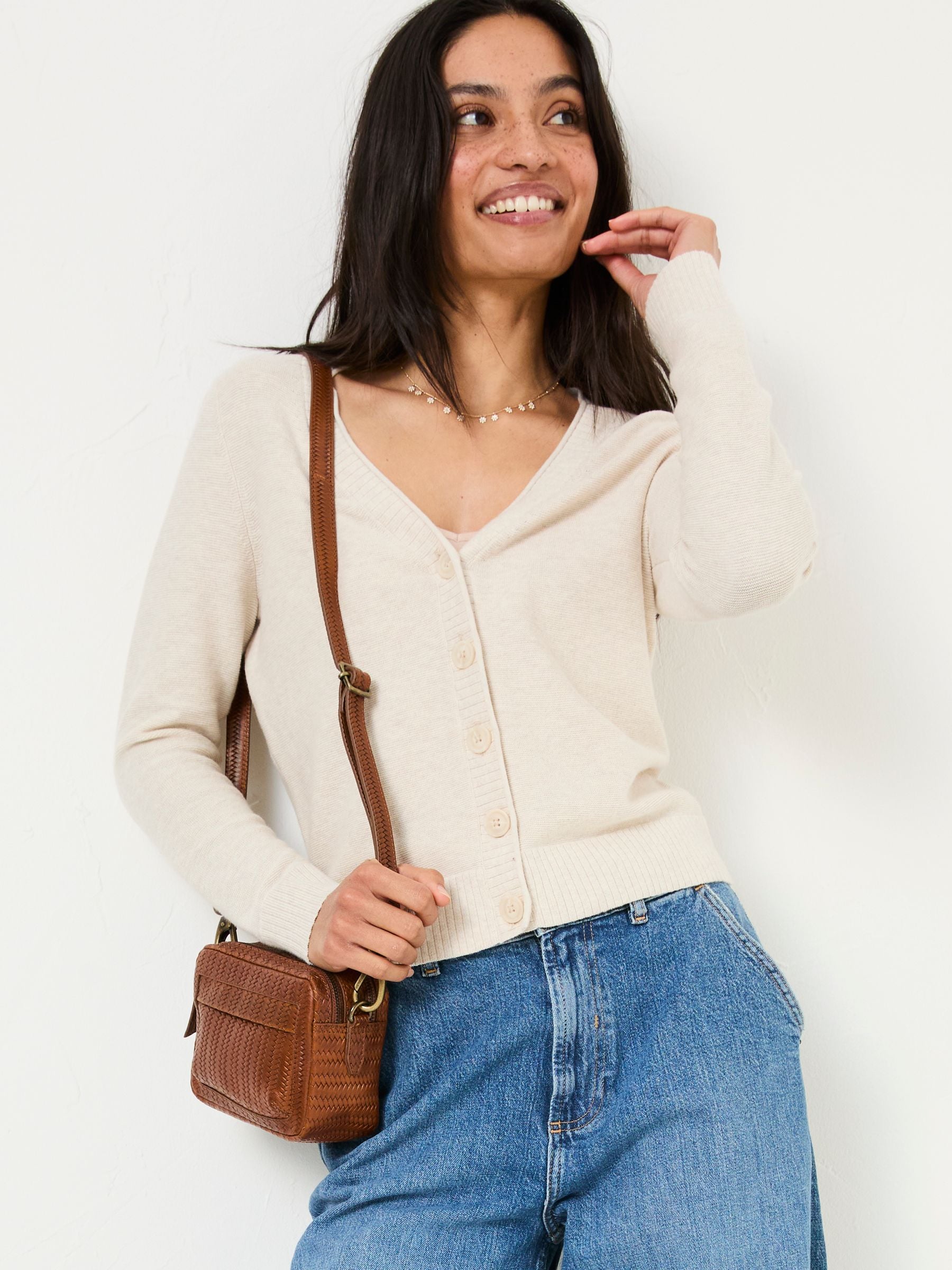 Lucia Ivory V-Neck Knitted Cardigan