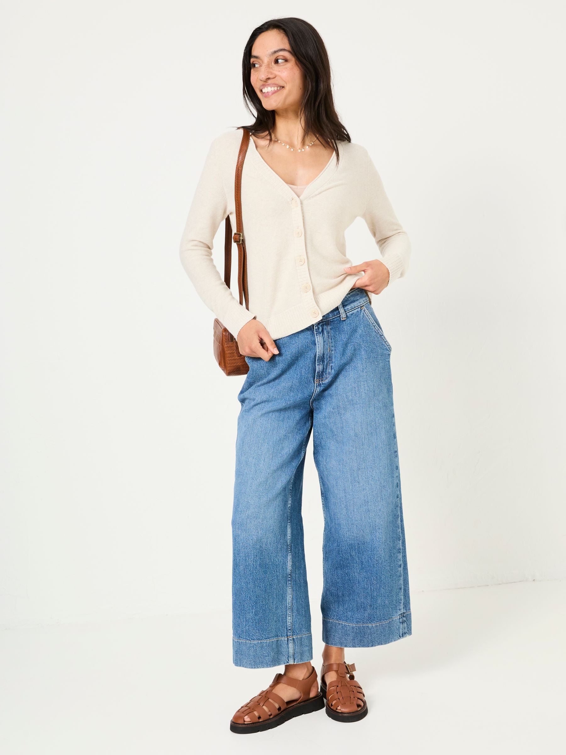 Lucia Ivory V-Neck Knitted Cardigan