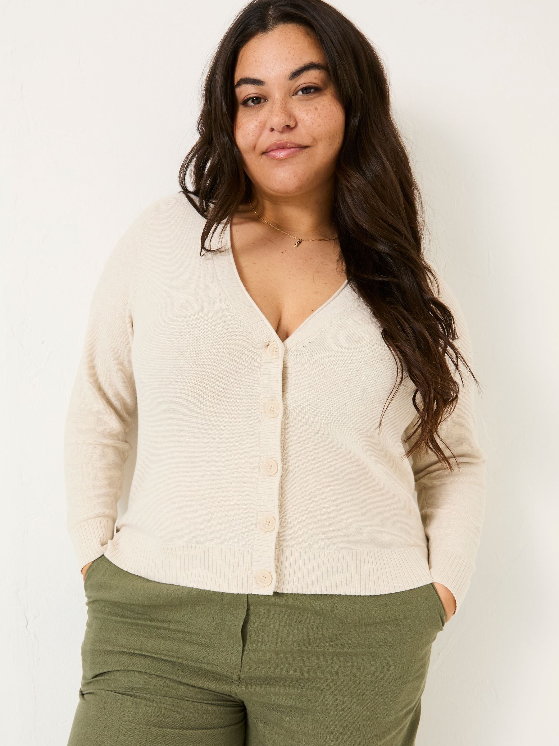 Lucia Ivory V-Neck Knitted Cardigan