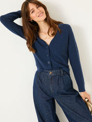 Lucia Navy V-Neck Knitted Cardigan