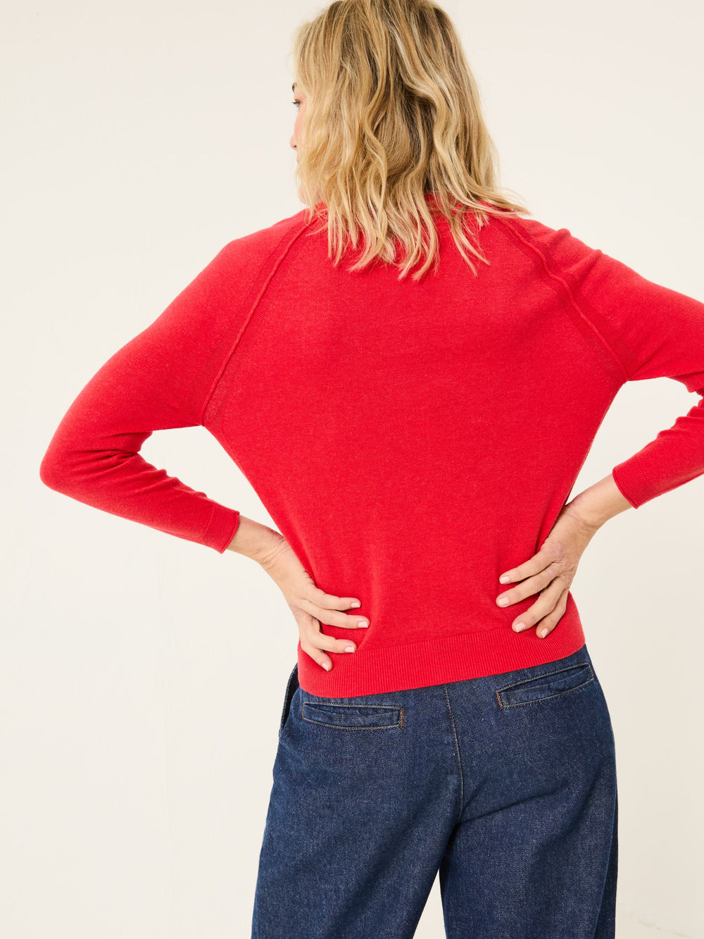 Rose Red Crew Neck Cardigan