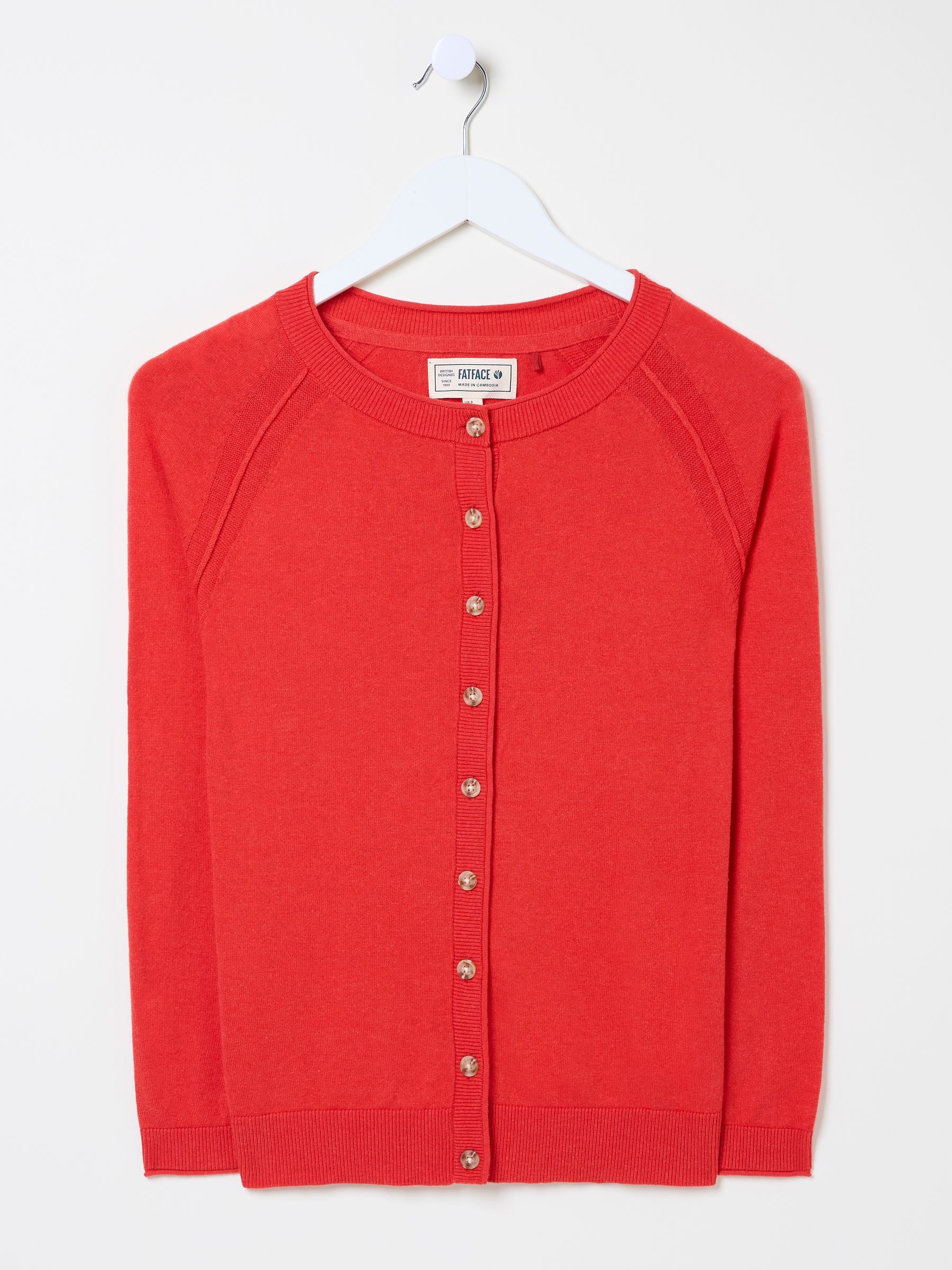 Rose Red Crew Neck Cardigan