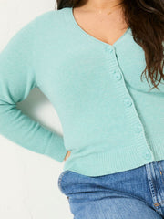 Lucia Light Teal V-Neck Knitted Cardigan
