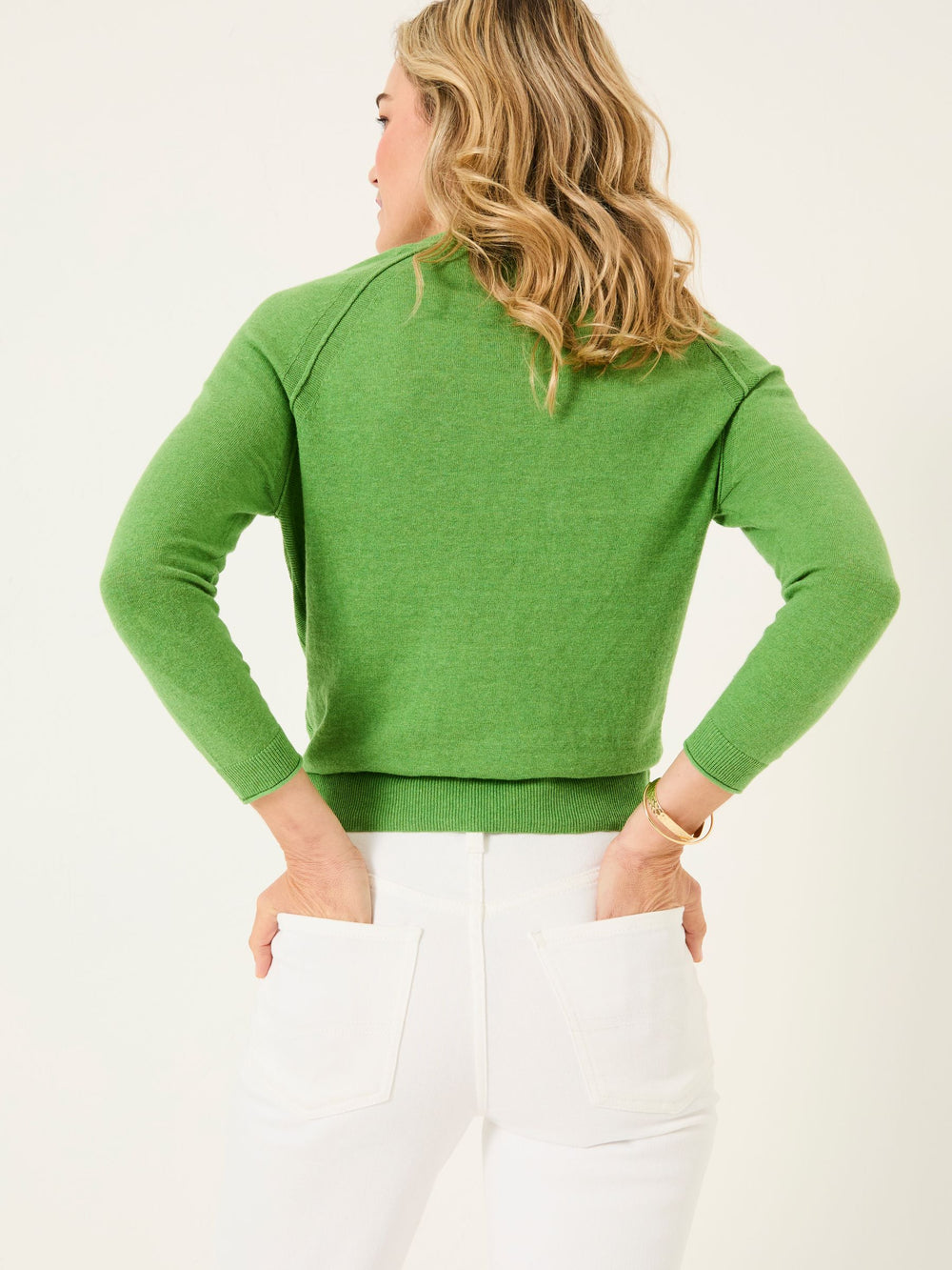 Rose Green Crew Neck Cardigan