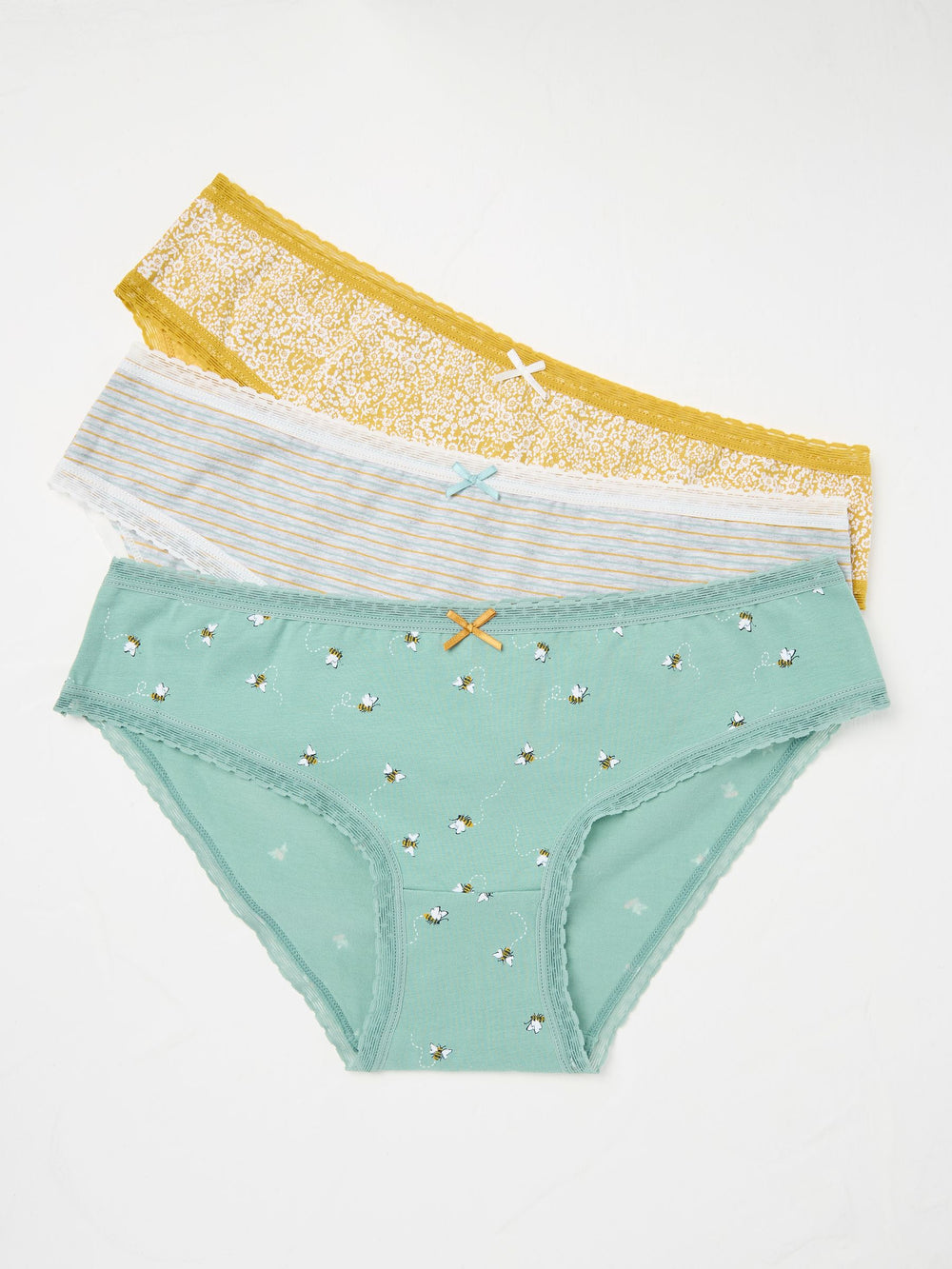 Green/Grey/Yellow 3 Pack Knickers