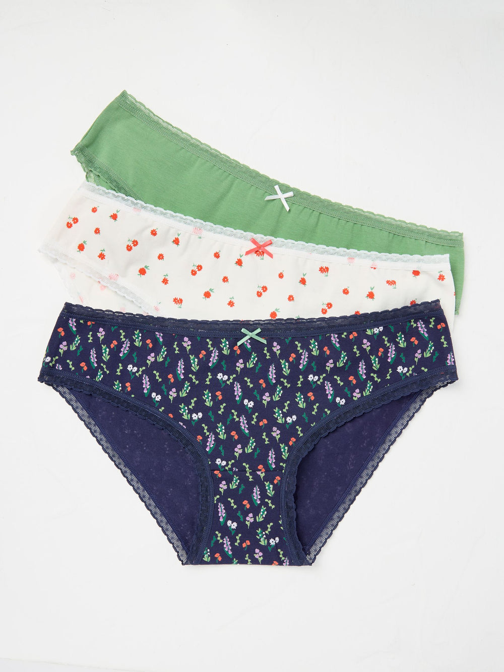 Navy/White/Green 3 Pack Knickers