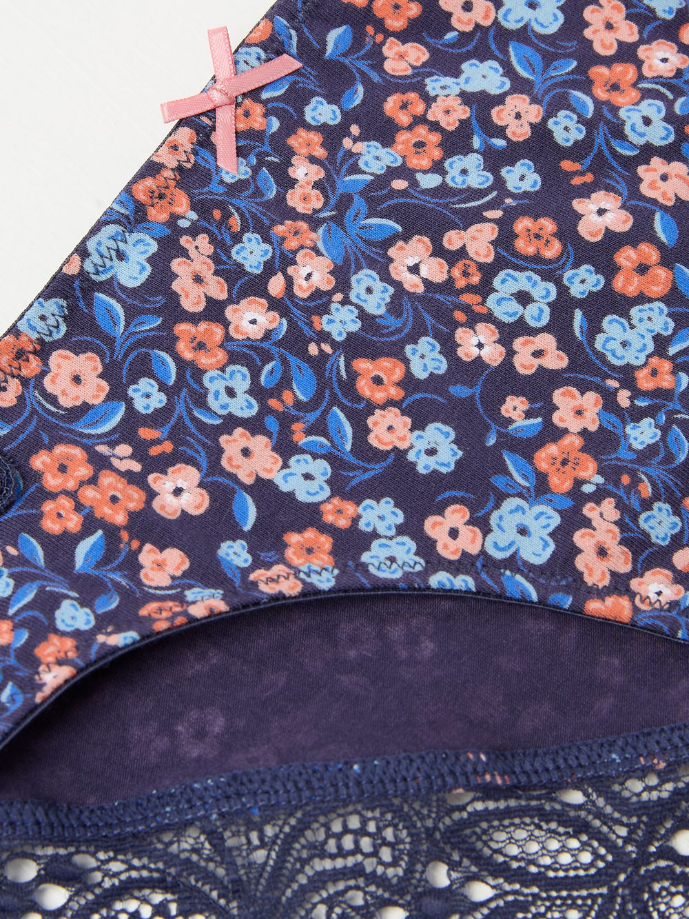 Navy Blue Floral Cheeky Knickers