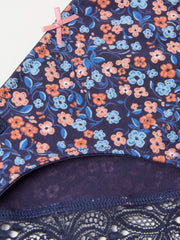 Navy Blue Floral Cheeky Knickers