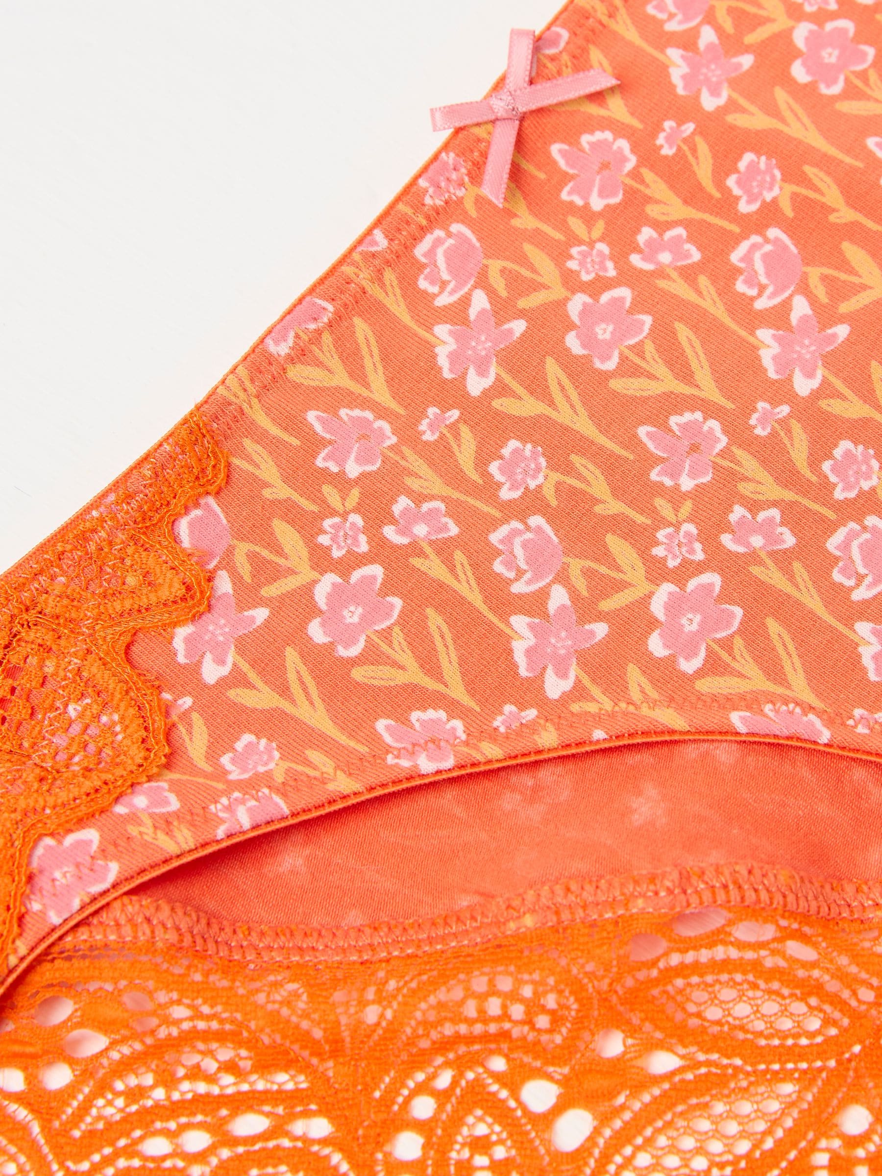 Orange Floral Cheeky Knickers