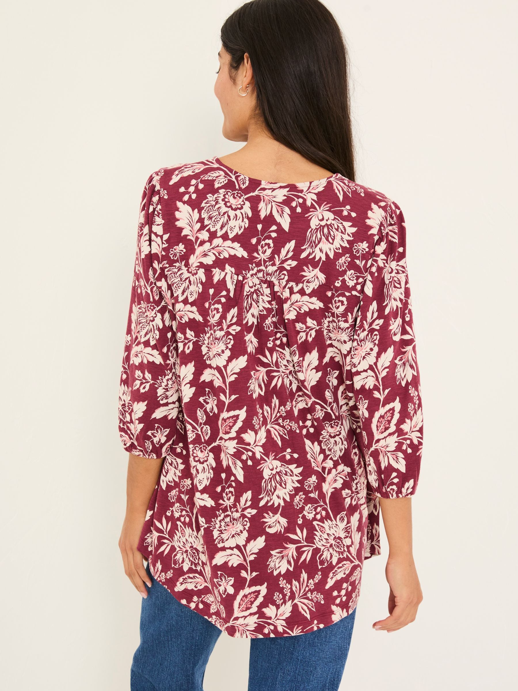 Enya Burgundy Brush Floral Tunic