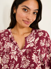 Enya Burgundy Brush Floral Tunic