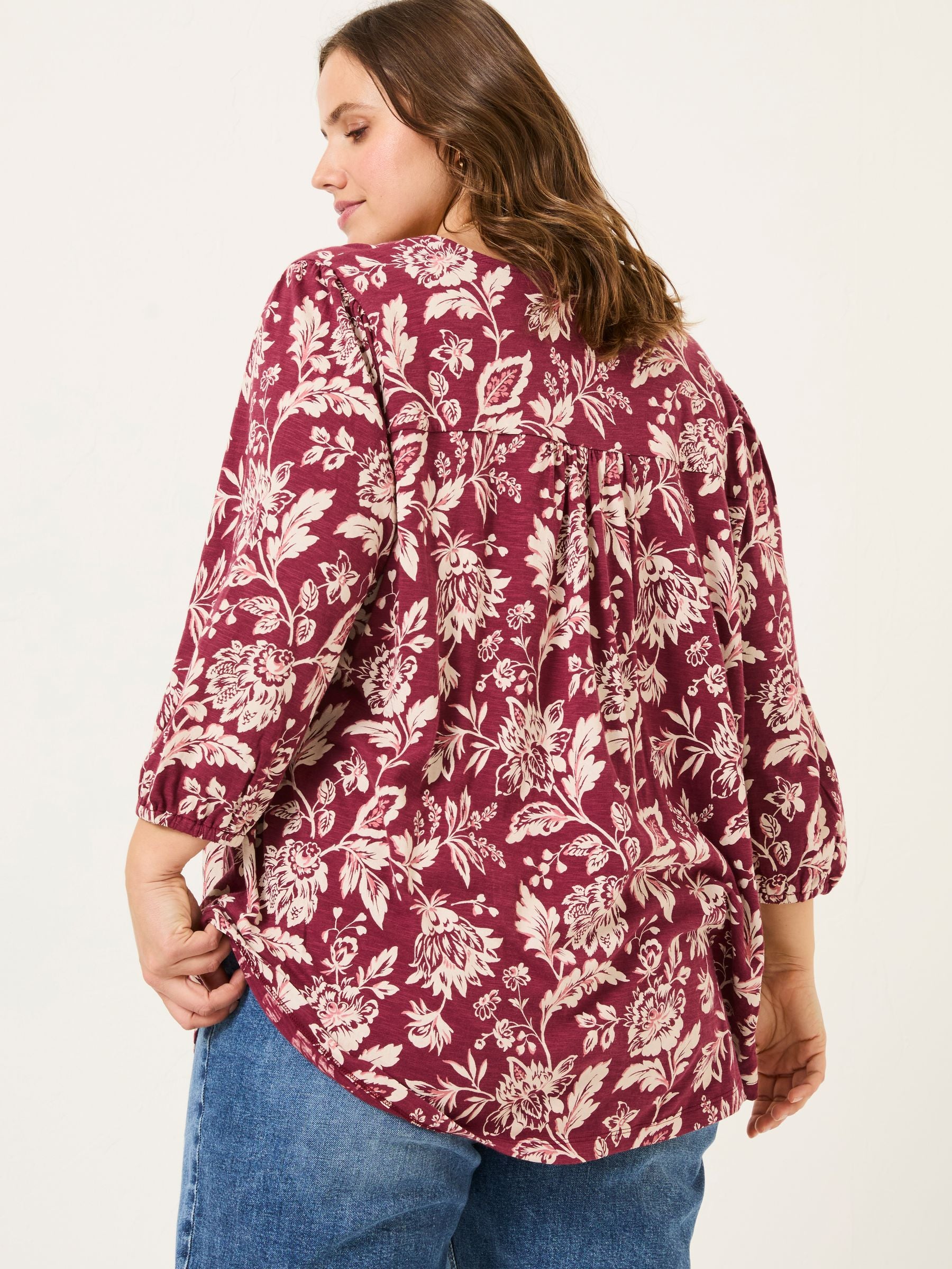 Enya Burgundy Brush Floral Tunic