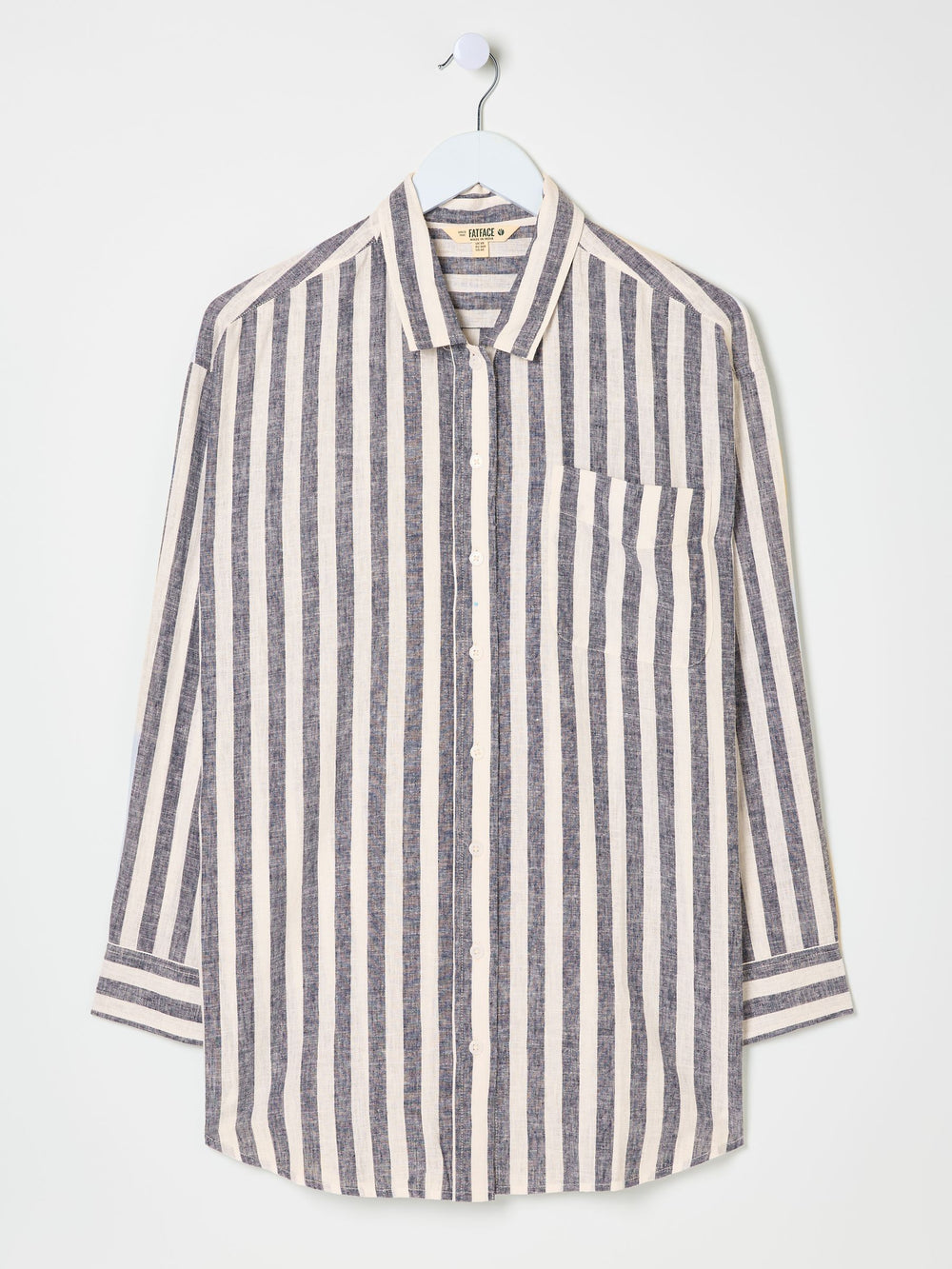 White Beachwear Stripe Longline Shirt