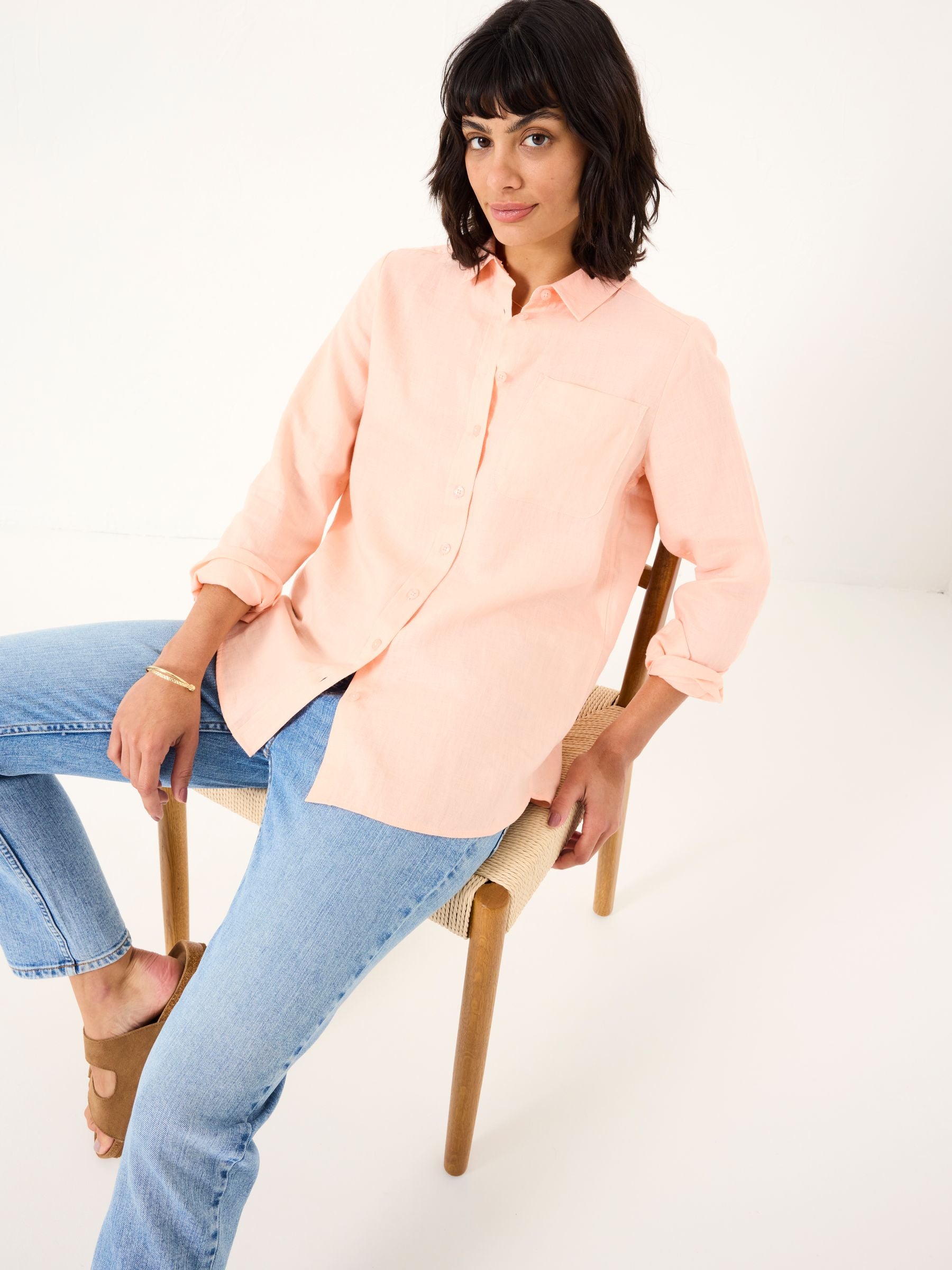 Coral Pink Olivia Linen Shirt