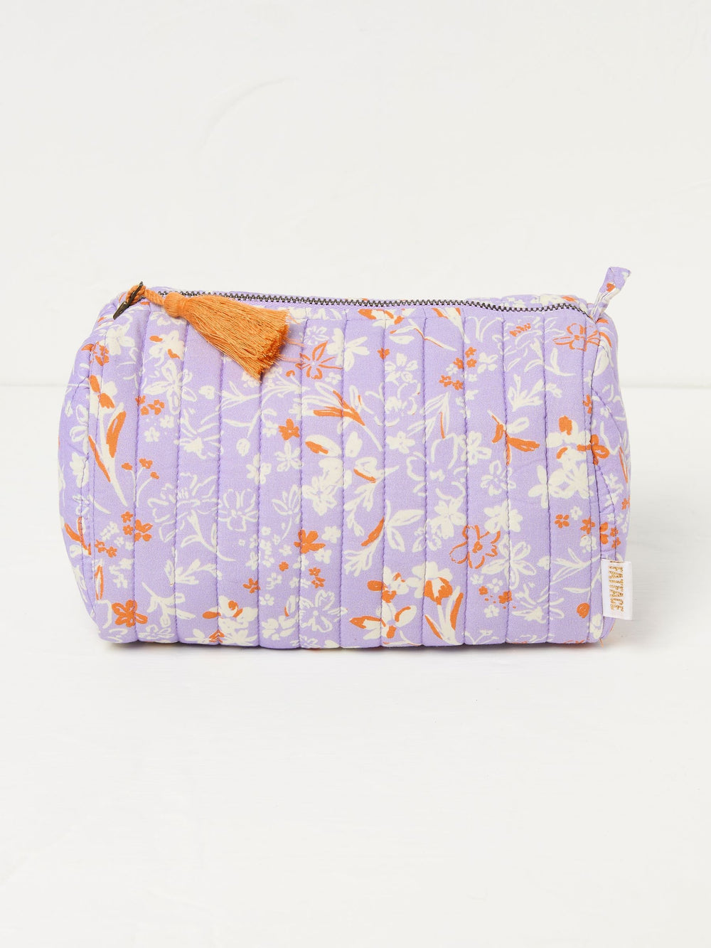 Lilac Floral Print Quilted Make-Up 100% Cotton Bag