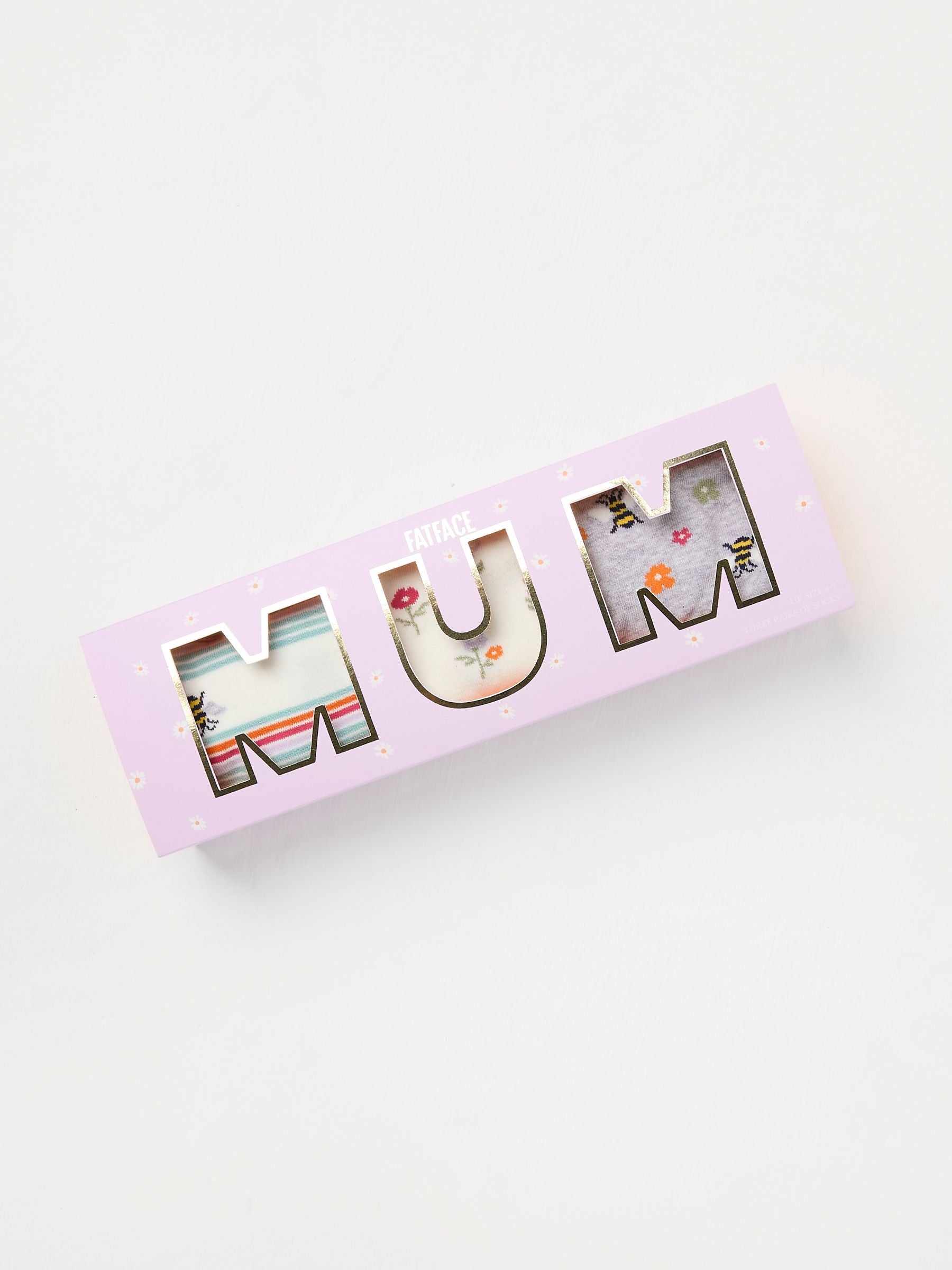 White 3 Pack of Socks in Mum Gift Box