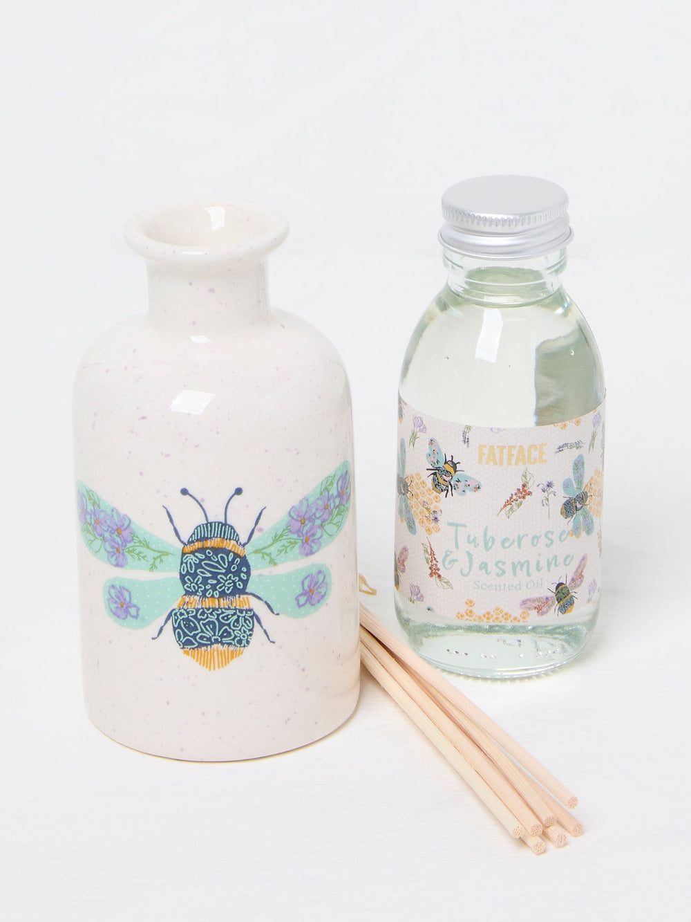 White Multi Bee Print Ceramic Diffuser
