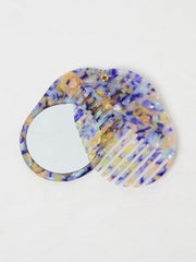 Multi Colour Resin Compact Mirror with Comb