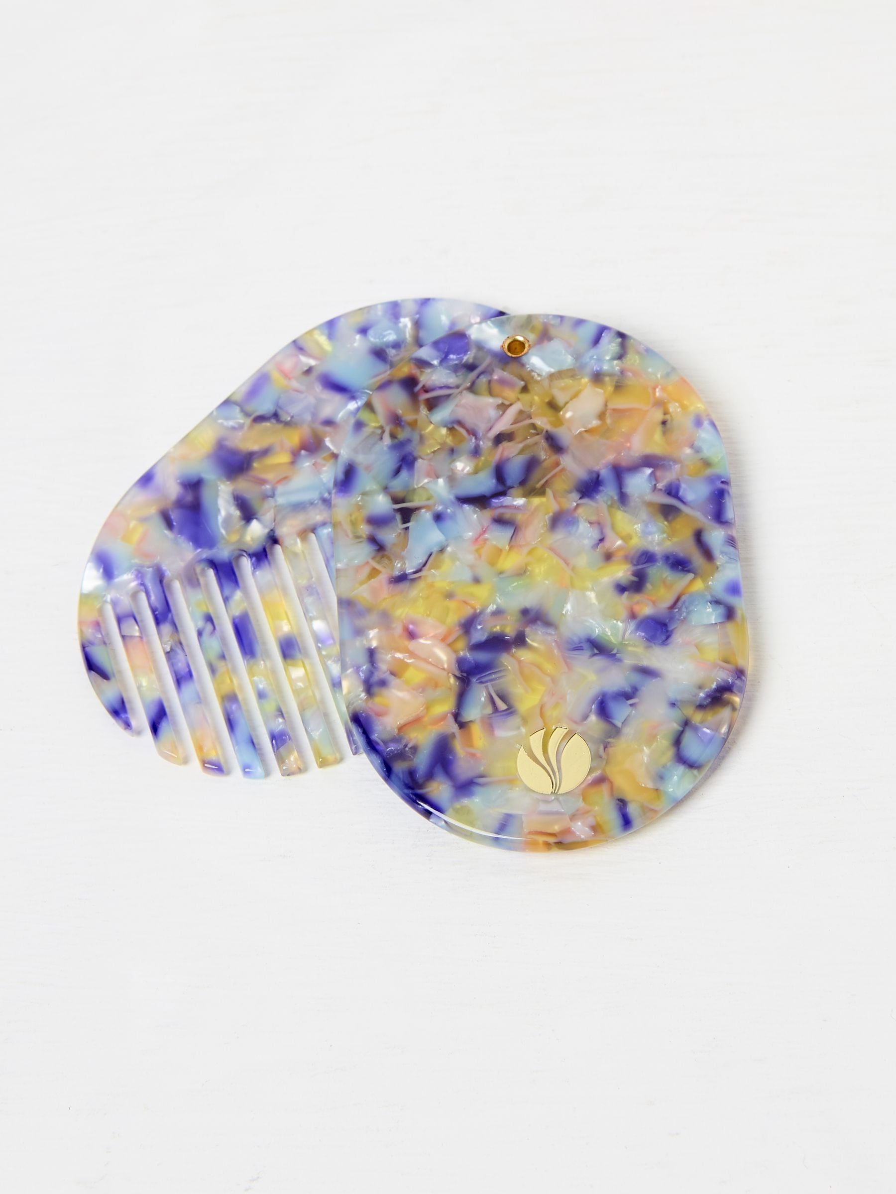 Multi Colour Resin Compact Mirror with Comb