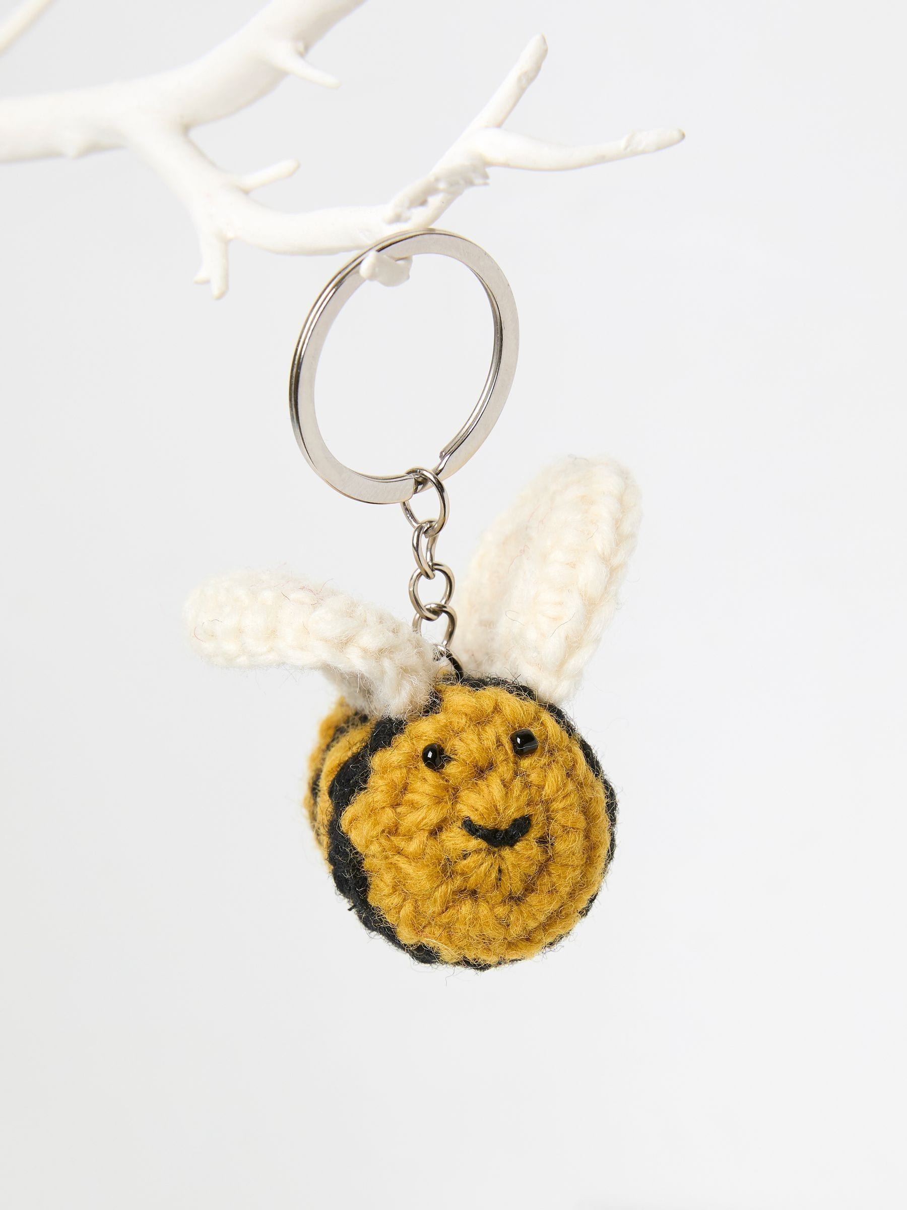 Yellow Crochet Bee Keyring
