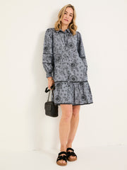 Kitty Chambray Blue Embroidered Dress