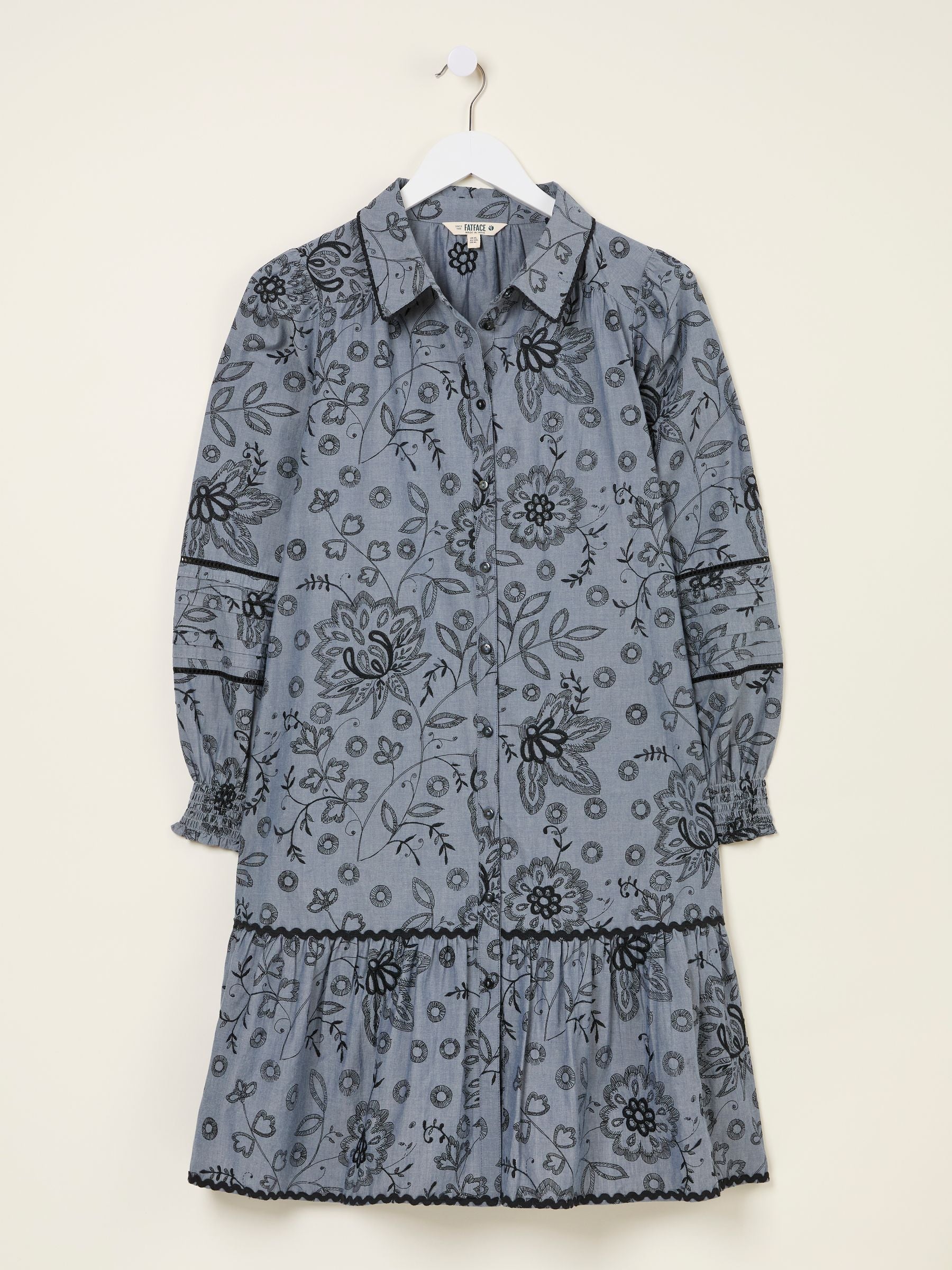 Kitty Chambray Blue Embroidered Dress