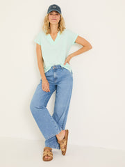 Tansy Mint Green 100% Cotton V-Neck T-Shirt