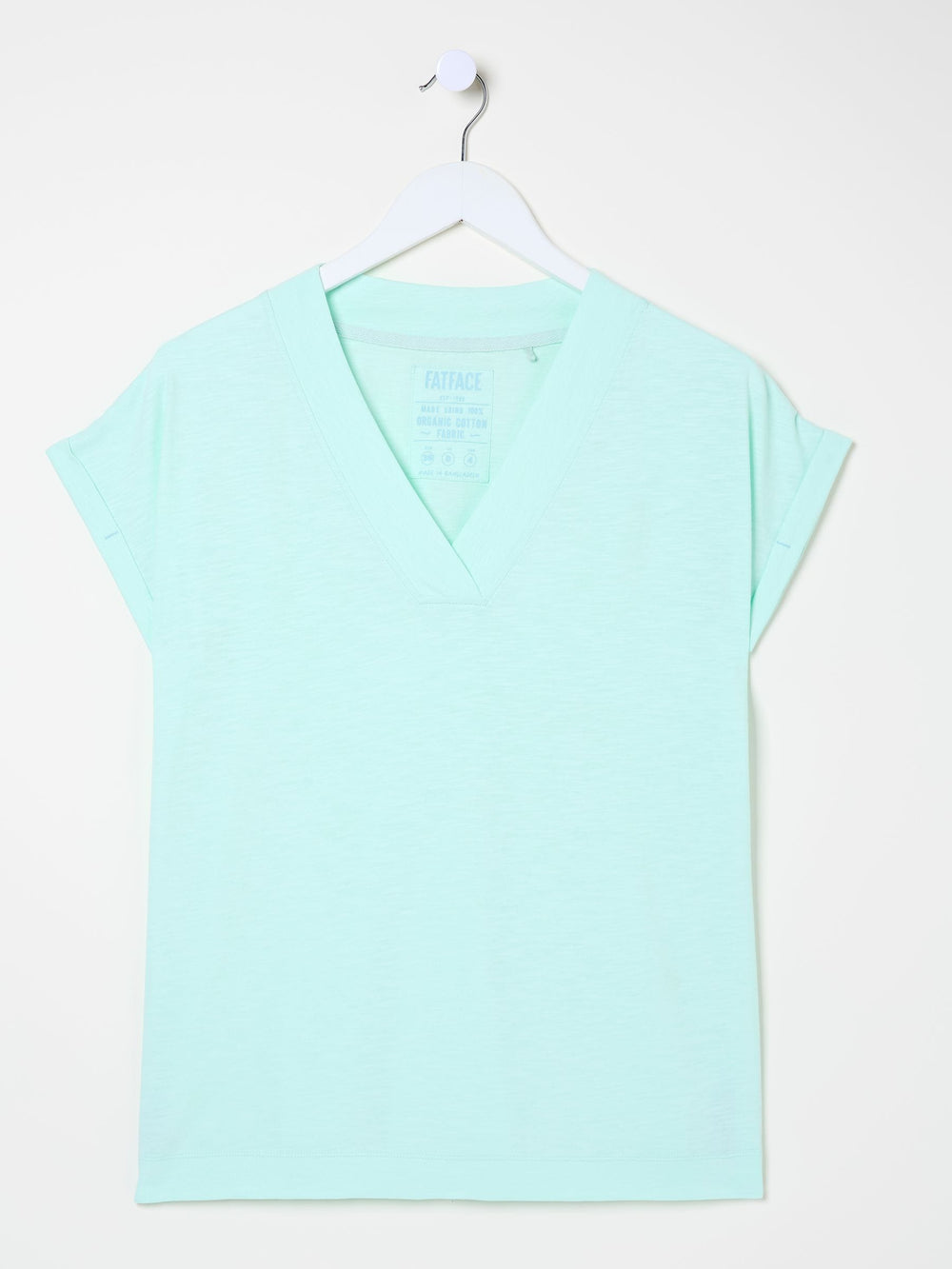Tansy Mint Green 100% Cotton V-Neck T-Shirt