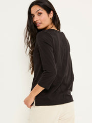 Aster Black 3/4 Sleeve T-Shirt