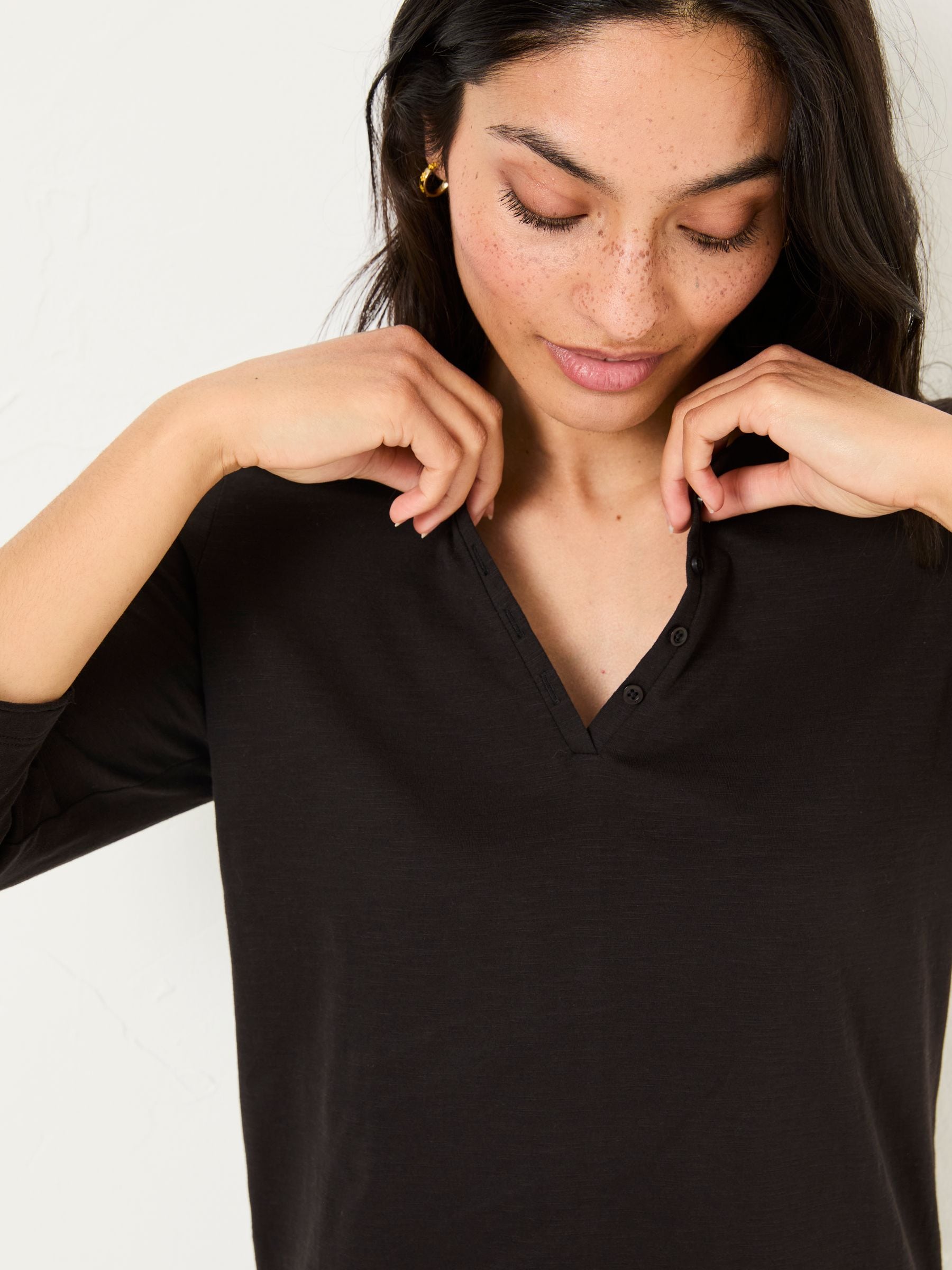 Aster Black 3/4 Sleeve T-Shirt