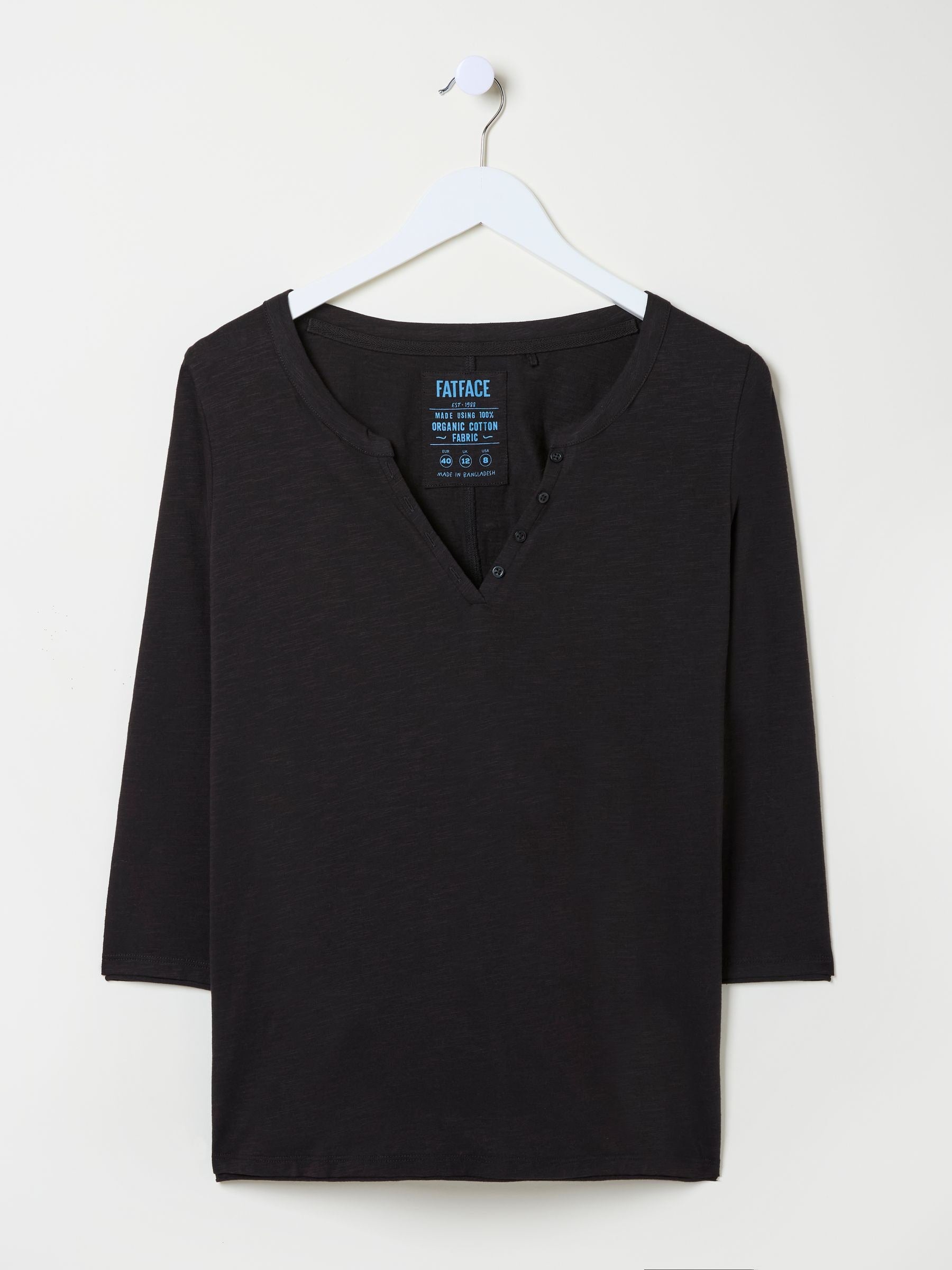 Aster Black 3/4 Sleeve T-Shirt
