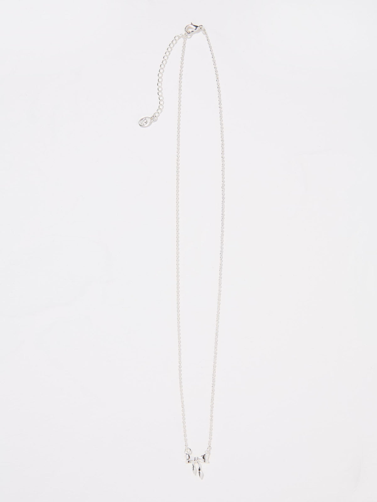 Silver Tone Bow Necklace