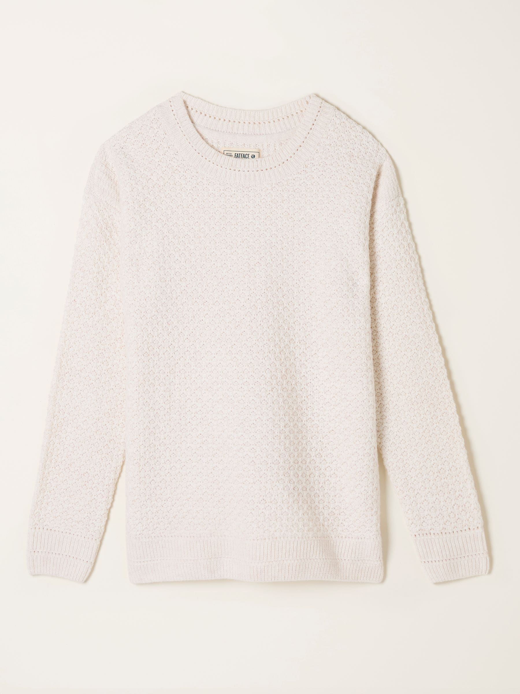 Ella Chalk White Textured Knitted Jumper