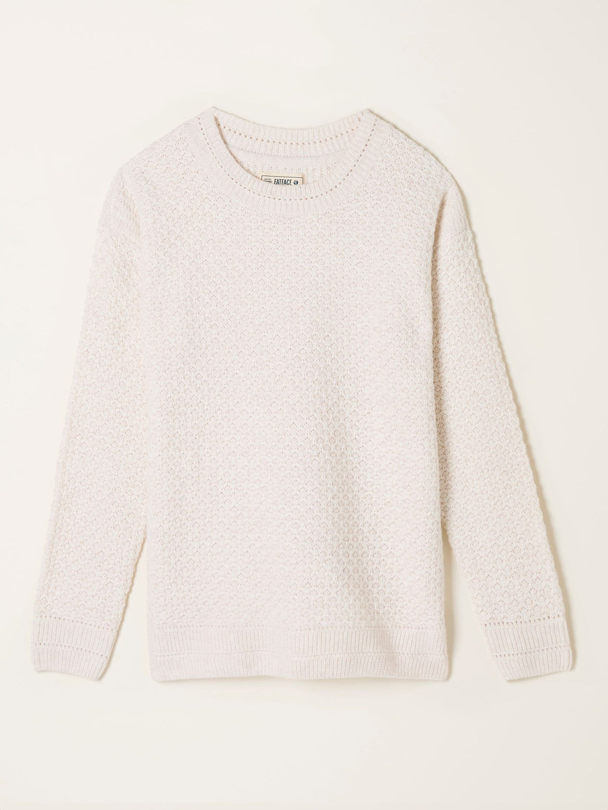 Ella Chalk White Textured Knitted Jumper