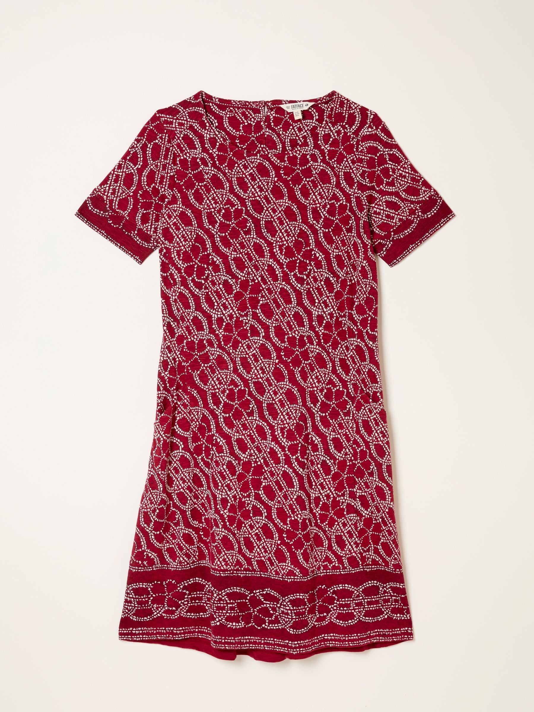 Simone Red Texture Floral Regular Jersey Dress