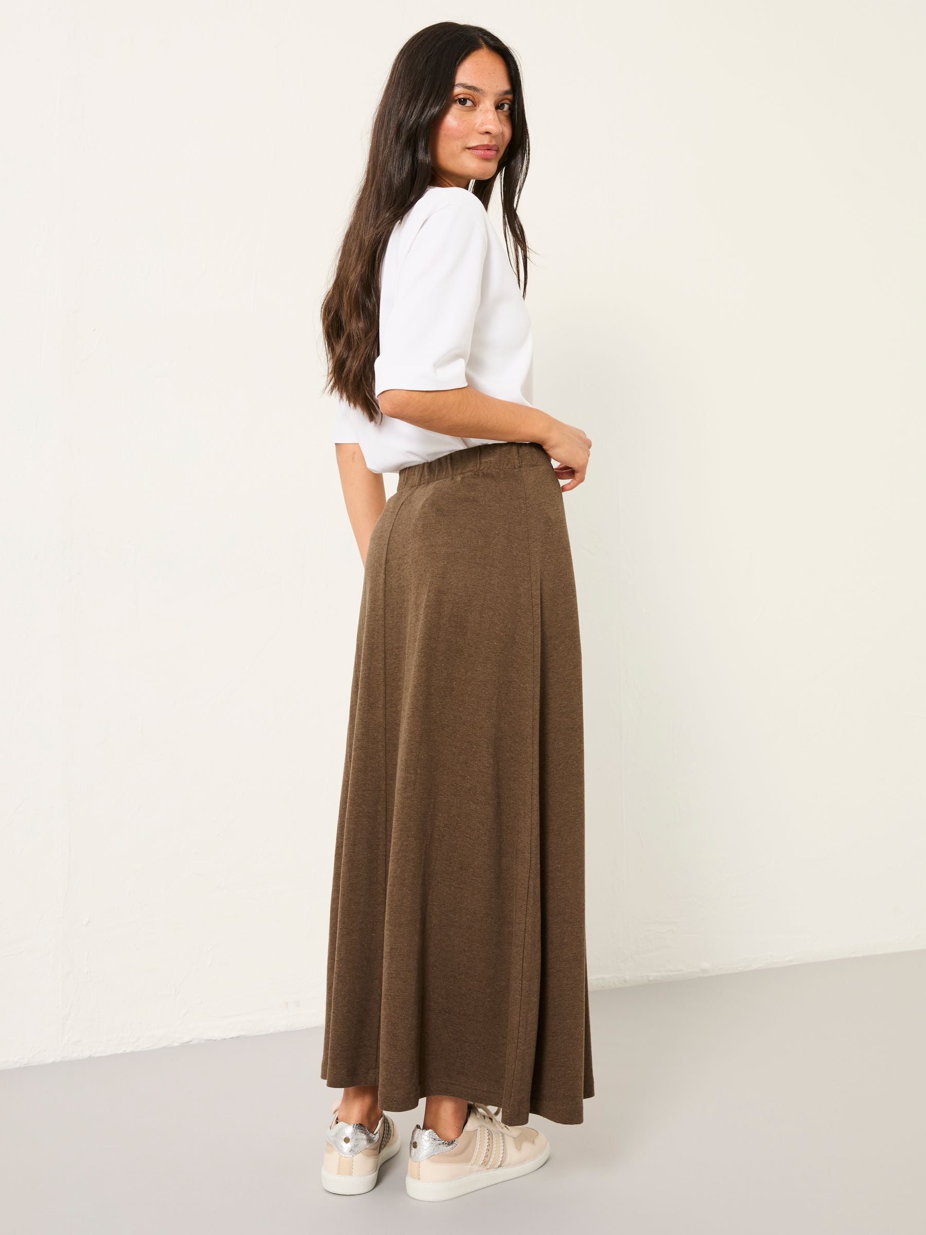 Kitty Chocolate Brown Jersey Maxi Skirt
