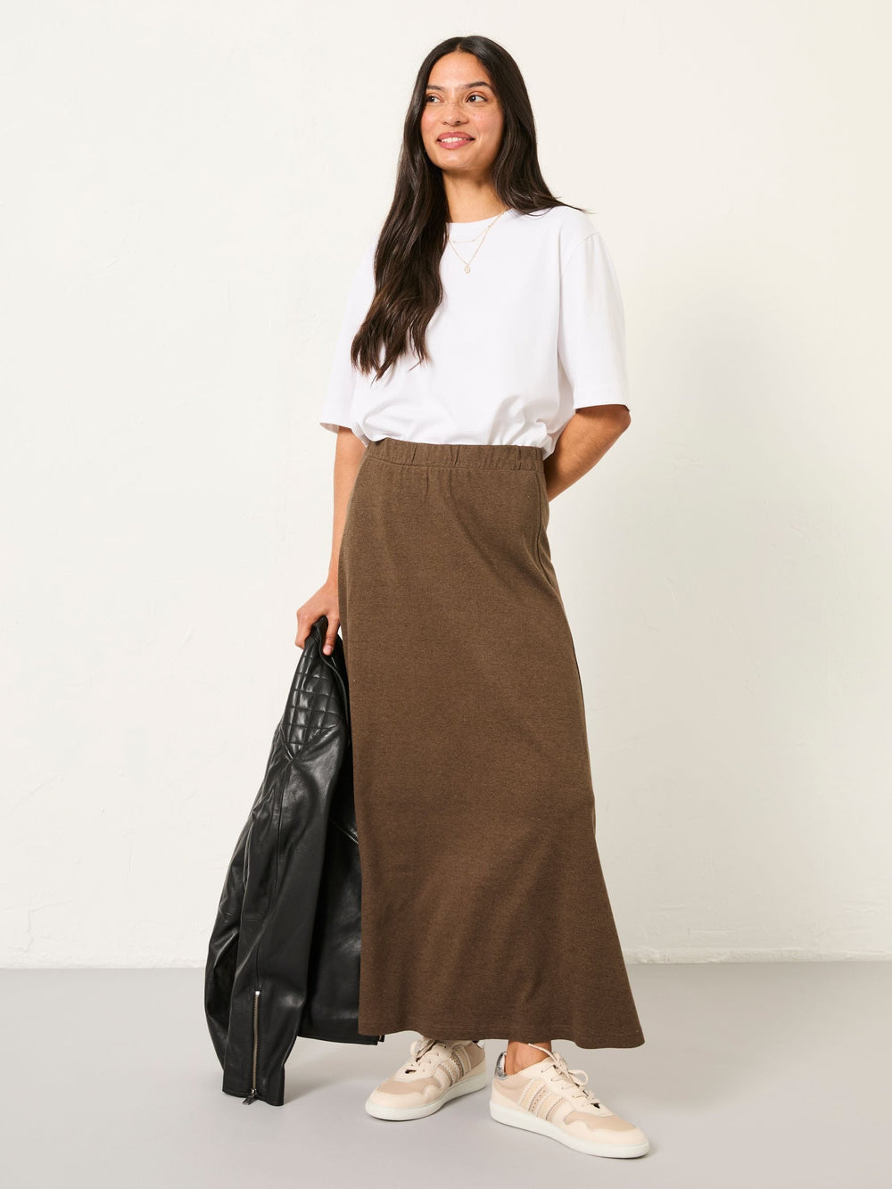 Kitty Chocolate Brown Jersey Maxi Skirt