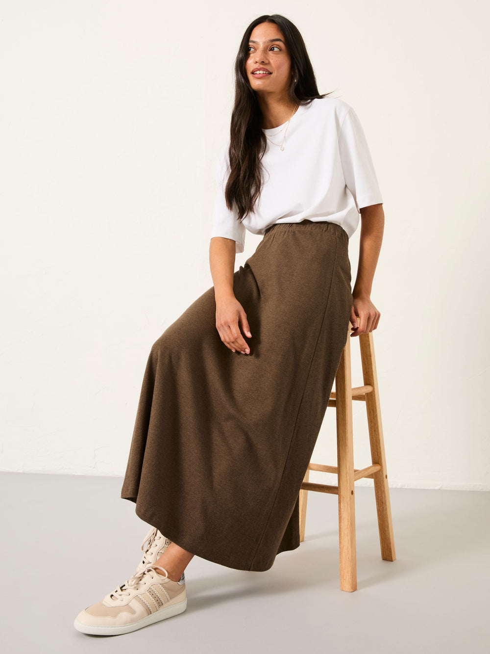 Kitty Chocolate Brown Jersey Maxi Skirt