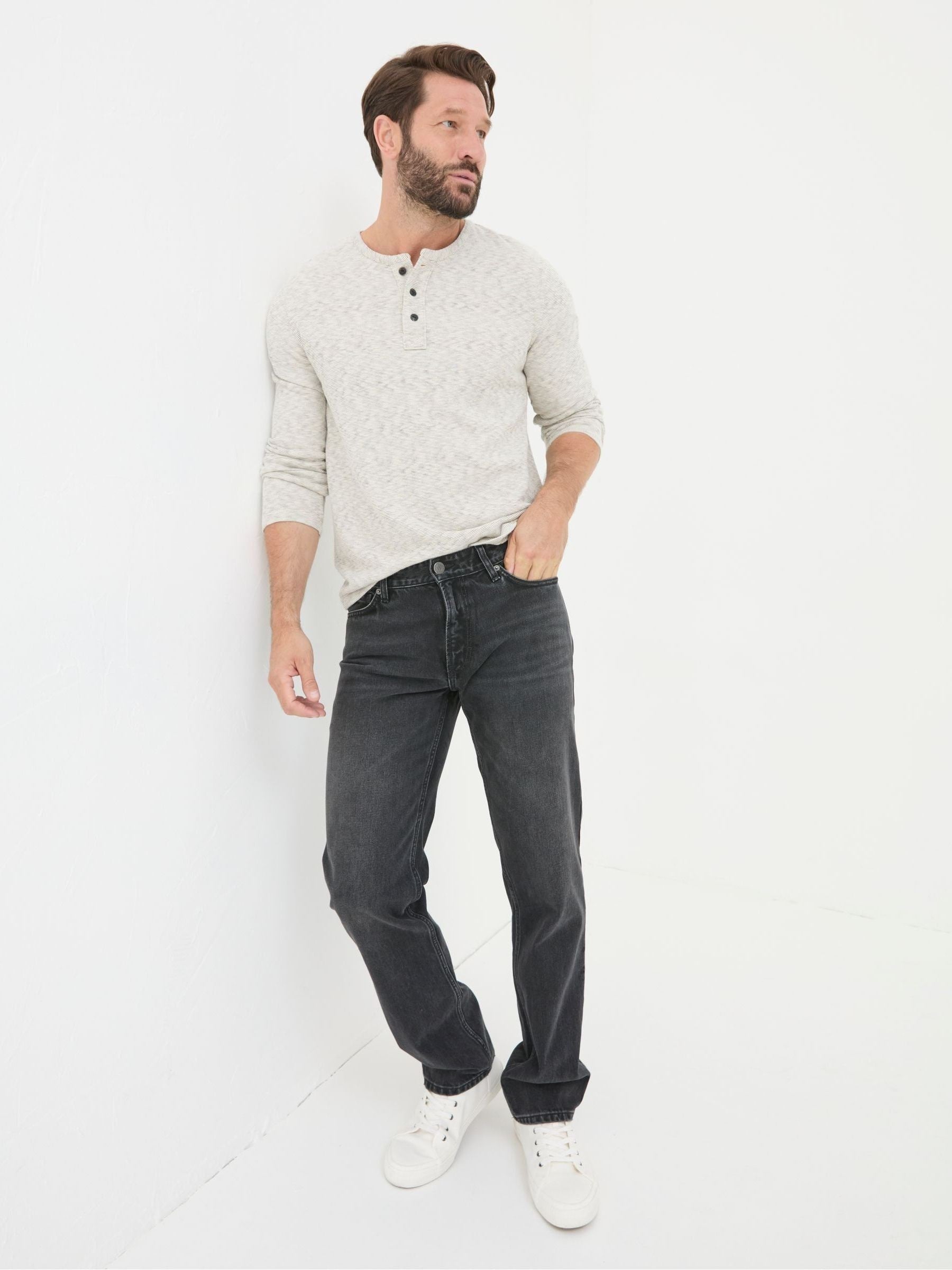Washed Black Straight Fit Jeans