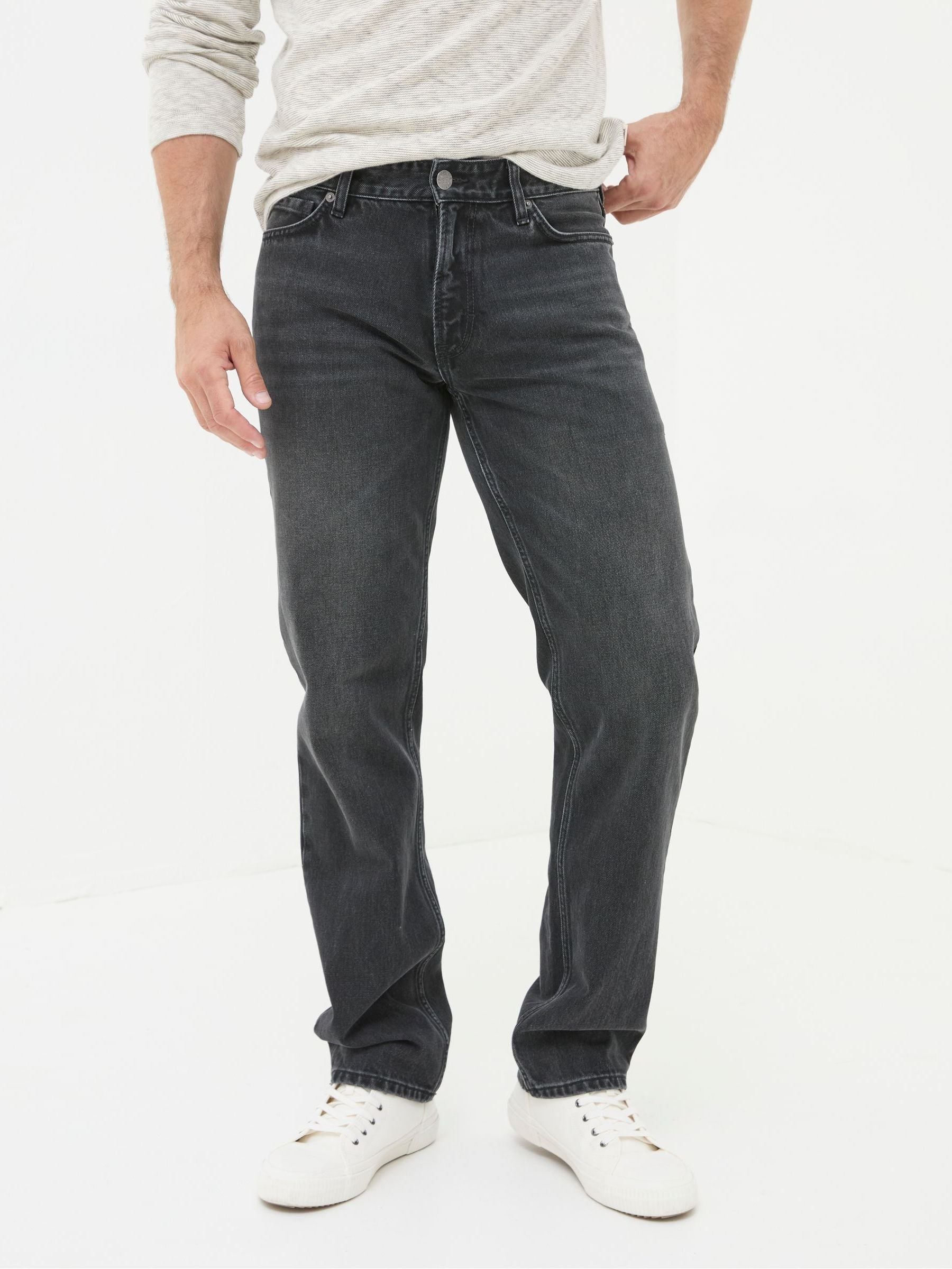 Washed Black Straight Fit Jeans