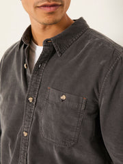 Dark Grey Long Sleeve Cord Shirt